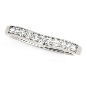 Curved Channel Set Round Diamond Wedding Band 1/4 carat 14k White Gold