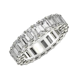 2 Carat Emerald Cut Diamond Eternity Ring Lab Grown FG/VS2 14k White Gold