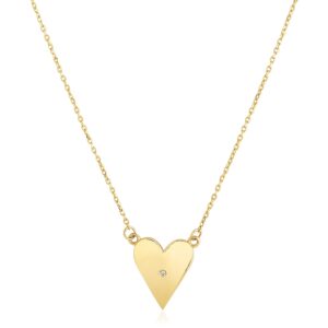 14k Yellow Gold Elongated Heart Necklace High Polish