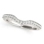 Prong Set Curved Diamond Wedding Ring 1/6 carat 14k White Gold