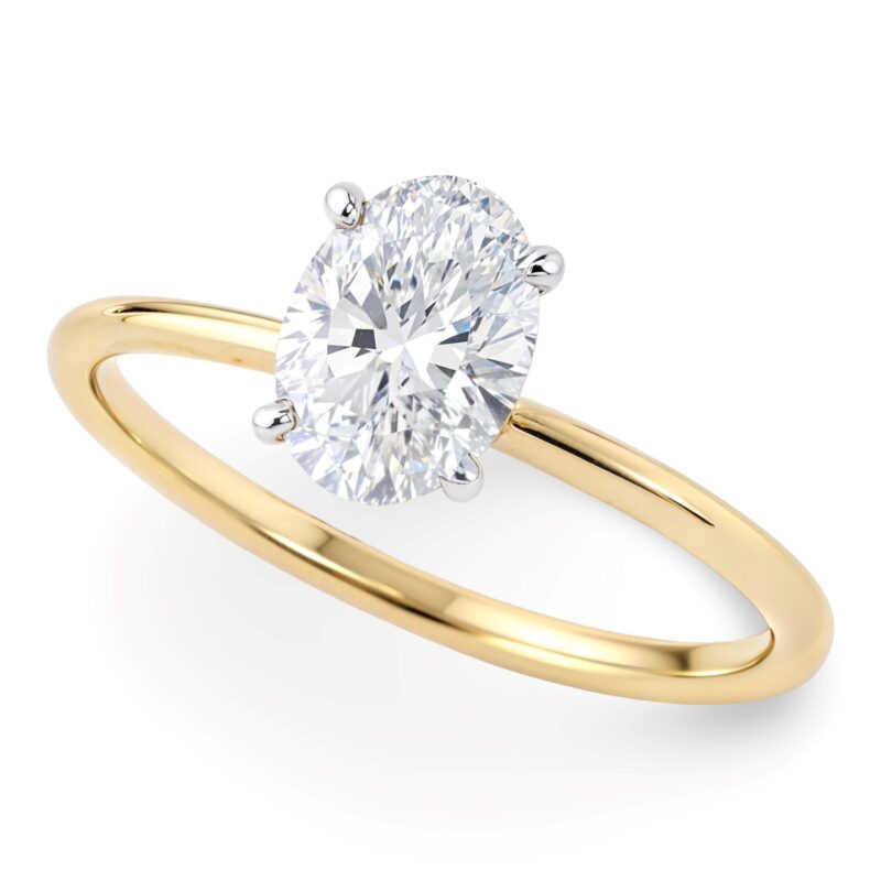 1 Carat Oval Diamond Solitaire Ring Lab Grown IGI G/VS1 10K Yellow Gold