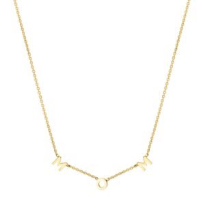 10K Yellow Gold Mom Necklace Polished