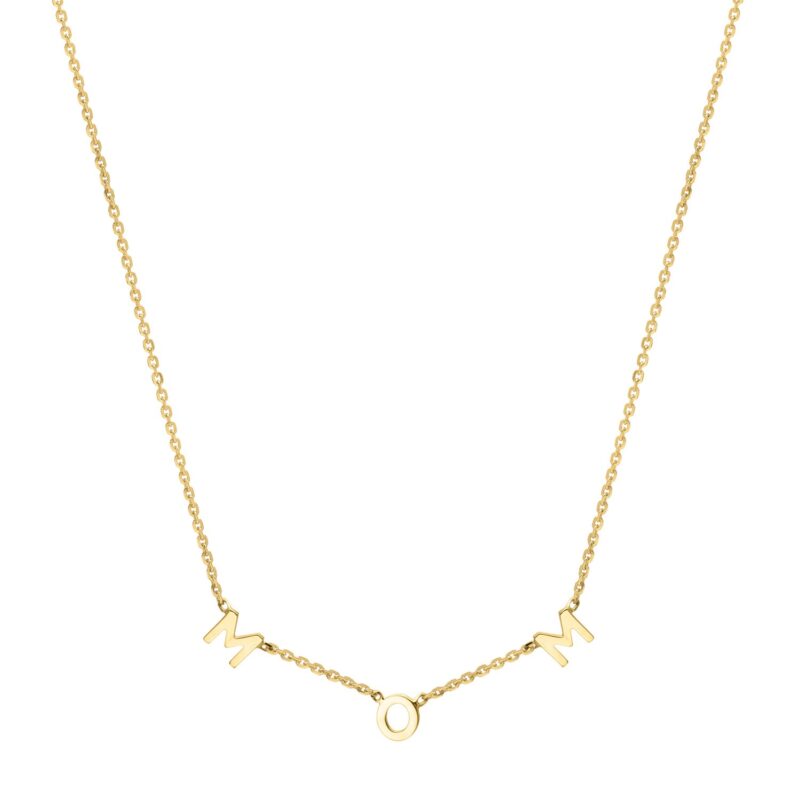 10K Yellow Gold Mom Necklace Polished
