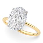 3 Carat Oval Lab Grown Diamond Solitaire Ring 10K Yellow Gold IGI G/VS1