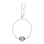 D51083093_1.jpg Sterling Silver Adjustable Two Toned Enameled Evil Eye Friendship Bracelet