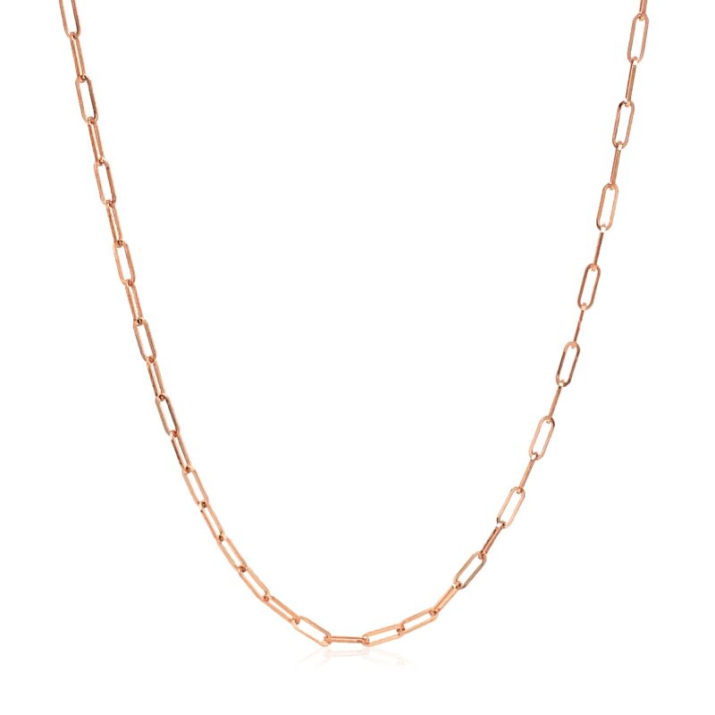 14k Rose Gold Adjustable Paperclip Chain Necklace 1.5 mm 22 Inch