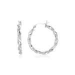 Sterling Silver Round Twisted Hoop Earrings Short (3x20mm)