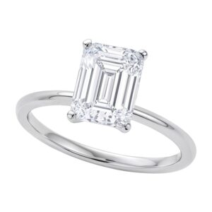 2 Carat Emerald Cut Diamond Solitaire Ring Lab Grown IGI G/VS1 14K White Gold