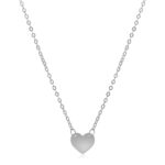 14k White Gold Mini Heart Necklace Polished