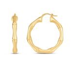 14k Yellow Gold Large Bamboo Hoops