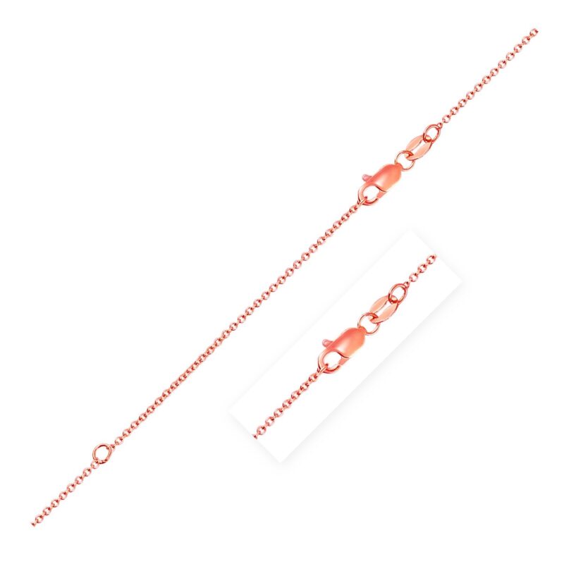 18k Rose Gold Extendable Cable Chain 18 Inch 1 mm