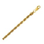 10K Yellow Gold Hollow Diamond Cut Rope Chain 5 mm