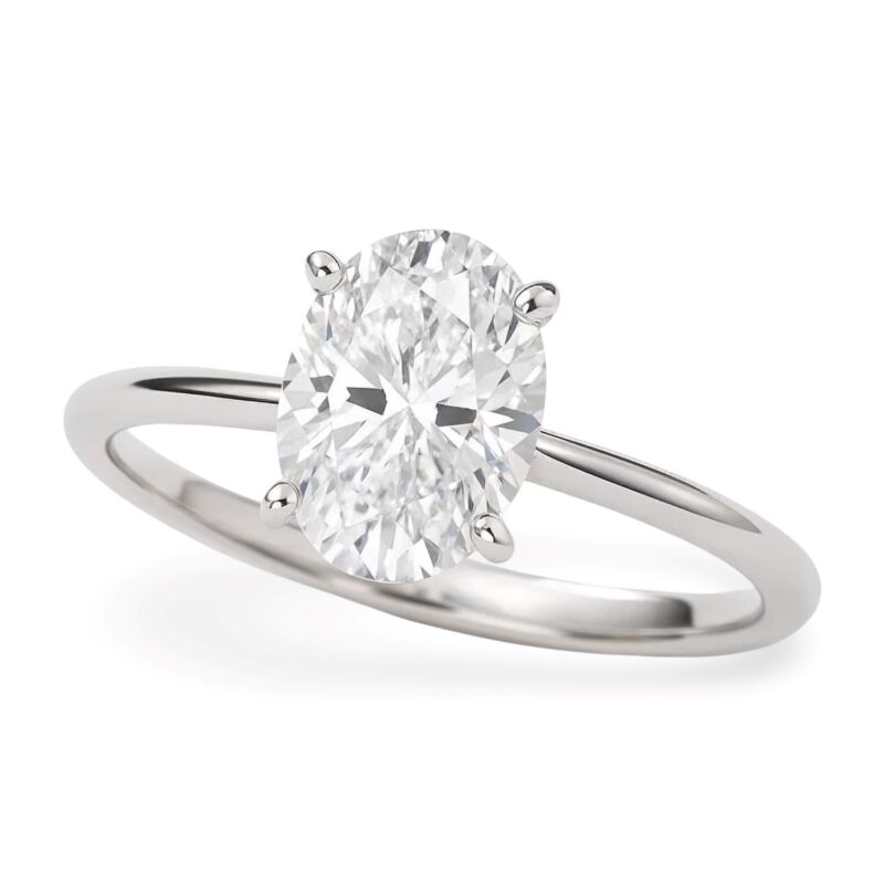 1 Carat Oval Lab Grown Diamond Solitaire Ring White Gold