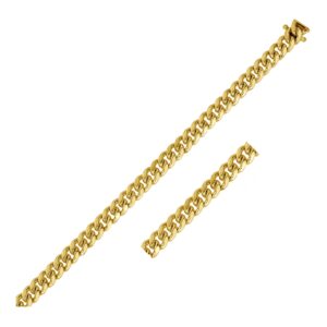 14k Yellow Gold Classic Miami Cuban Solid Chain 4.9 mm