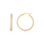 14K Two Tone Gold Diamond Cut Round Hoop Earrings 14K Two Tone Gold Diamond Cut Round Hoop Earrings