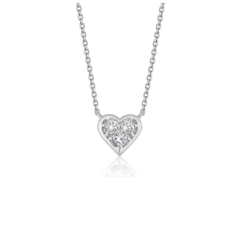 Diamond Heart Shaped Pendant Necklace 14k White Gold