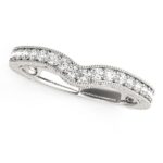Bead Border Curved Diamond Wedding Band 1/4 carat 14k White Gold