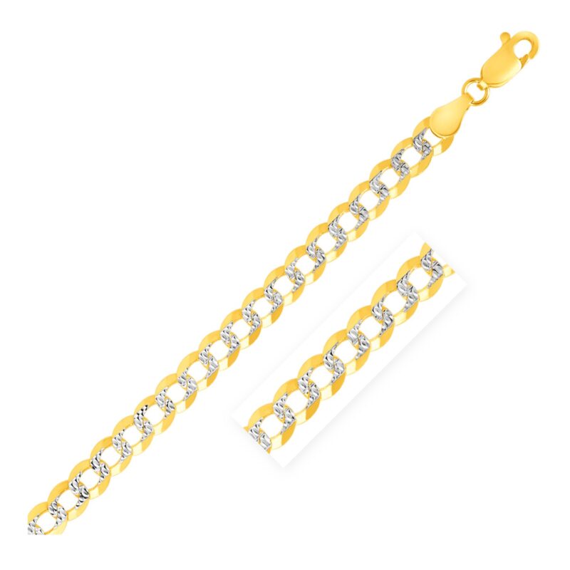 14k Two Tone Gold Pave Curb Chain 4.6 mm