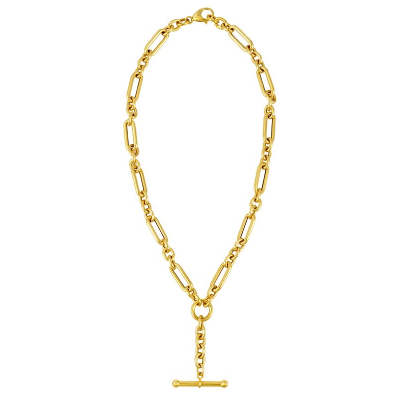 Toggle Necklace with Alternating Chain in 14K Yellow Gold