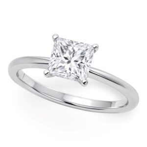 1 Carat Princess Cut Lab Grown Diamond Solitaire Ring 10K White Gold IGI G/VS1