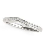 Modern Curved Diamond Wedding Band 1/10 cttw 14k White Gold