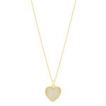 Checkered Heart Necklace in 14K Yellow Gold