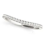 Pave Setting Curved Wedding Band 1/10 carat 14k White Gold