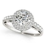 1.5 Ct Halo Diamond Engagement Pave Shank Ring 14k White Gold