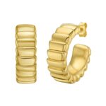 14K Gold Ribbed C Hoop Earrings 14K Gold Ribbed C Hoop Earrings