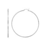 Ridge Textured Hoop Earrings in Sterling Silver (2x50mm)