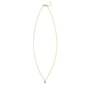 14K Yellow Gold Petite Diamond Cross Necklace