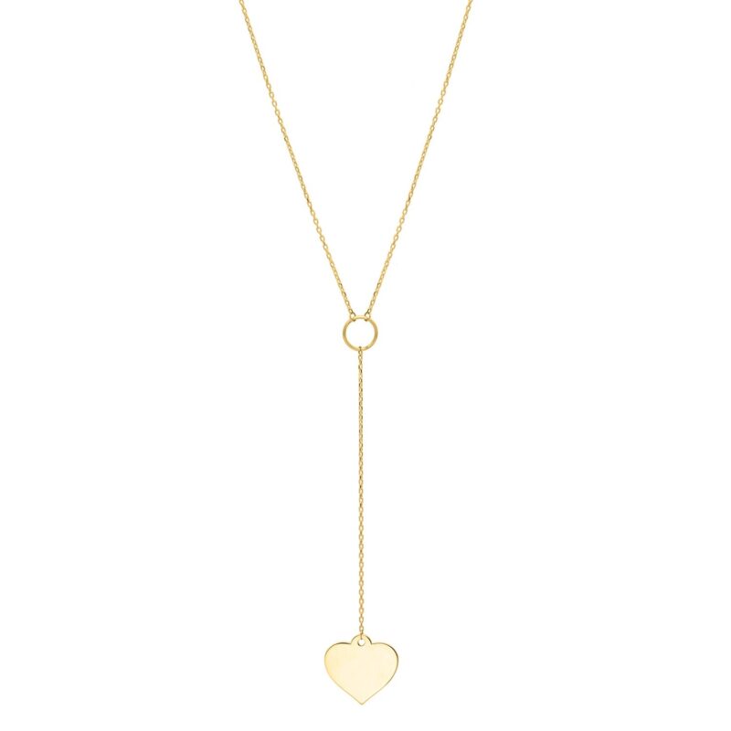 Lariat Heart Necklace in 10K Yellow Gold