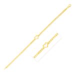 14k Yellow Gold Curb Chain Bracelet with Heart 7 inch (17.8 cm) (3.40 mm)