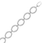 Sterling Silver Diamond Accented Cable Oval Bracelet (12.7 mm)