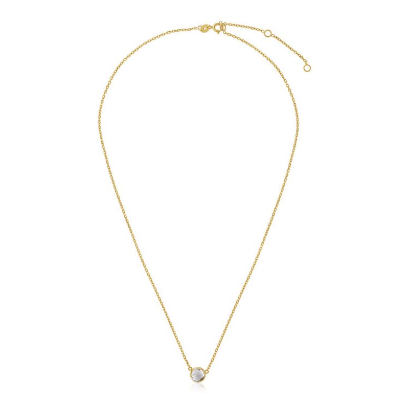 14k Yellow Gold Necklace with Round White Topaz