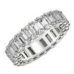4 Carat Emerald Cut Diamond Eternity Ring Lab Grown FG/VS2 14k White Gold