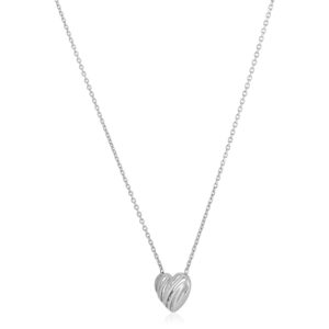 14k White Gold Scribbles Heart Necklace High Polish