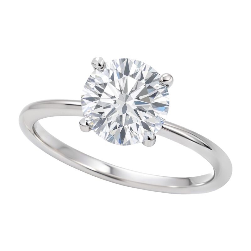 1.5 Carat Round Lab Grown Diamond Ring 10K White Gold IGI G/VS1 Certificated
