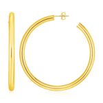 14k Gold Large Thick Hoop Earrings 50mm x 4mm