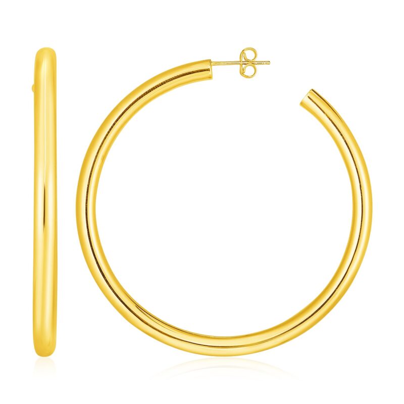 14k Gold Large Thick Hoop Earrings (4x50mm)