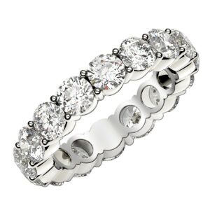 4 Carat Round Cut Diamond Eternity Ring Lab Grown FG/VS2 14k White Gold