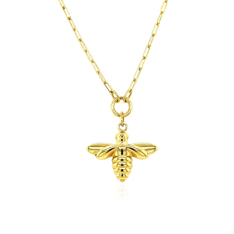 14K Yellow Gold Bee Necklace 18 inch 45 cm