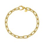 14K Yellow Gold Charm Lock Paperclip Chain Bracelet