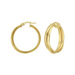 14K Yellow Gold Interlocking Large Trinity Hoop Earrings