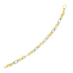 14k Two-Tone Gold Long and Short Style Oval Link Bracelet (7.50 mm)