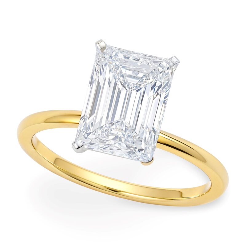 3 Carat Radiant Cut Lab Grown Diamond Solitaire Ring 10K Yellow Gold