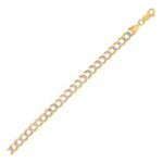 14k Two Tone Gold Pave Curb Chain Necklace 5.7 mm