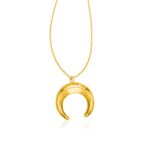 14k Yellow Gold 17 inch Necklace with Domed Moon Motif Pendant 14k Yellow Gold 17 inch Necklace with Domed Moon Motif Pendant