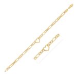 Figaro Chain Heart Bracelet in 10K Yellow Gold (4.50 mm)