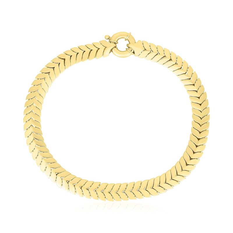 14k Yellow Gold High Polish Chevron Link Bracelet (6.00 mm)